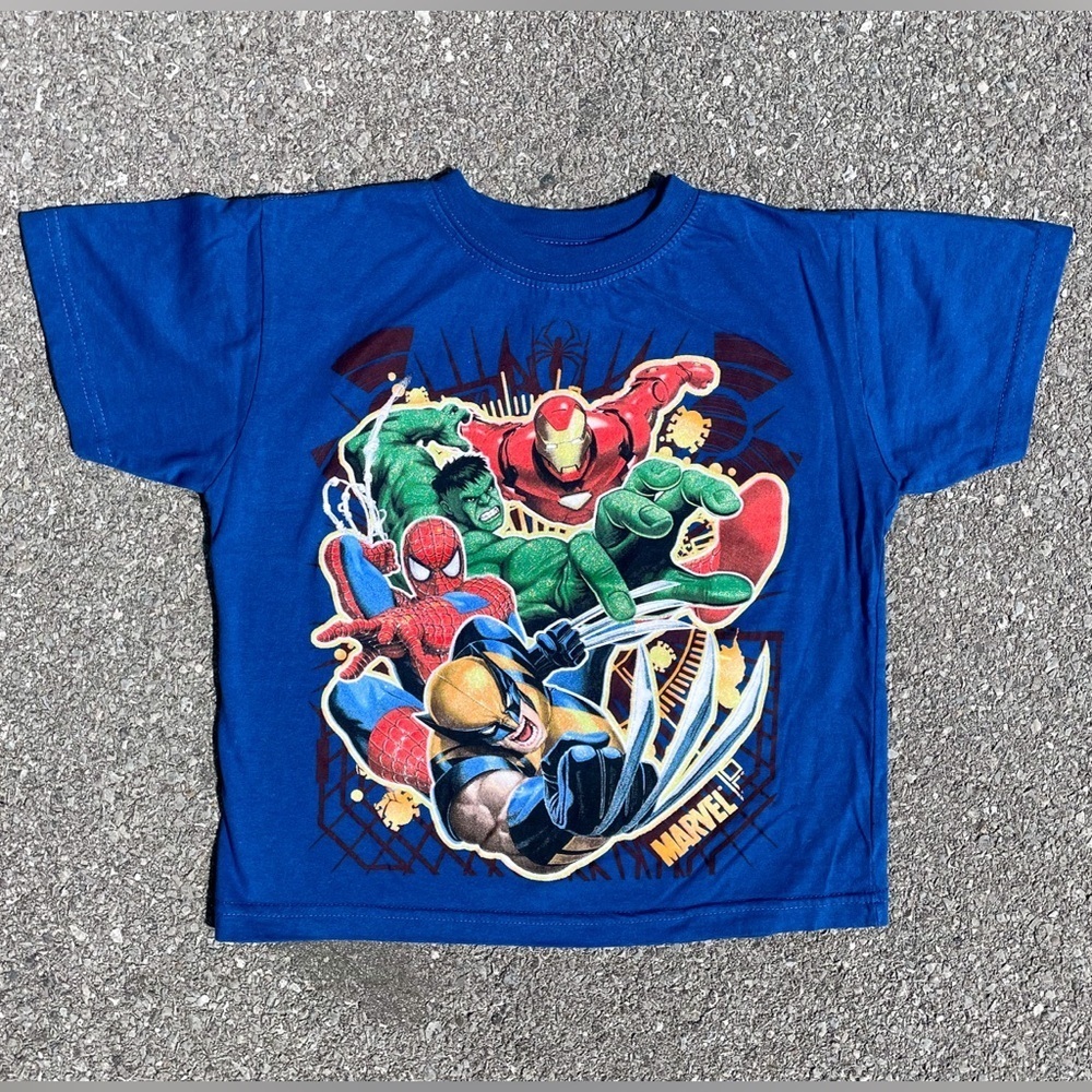 Spider-Man Wolverine Hulk Vtg 2000s Marvel Mad Engine T-Shirt Youth Size (5)
